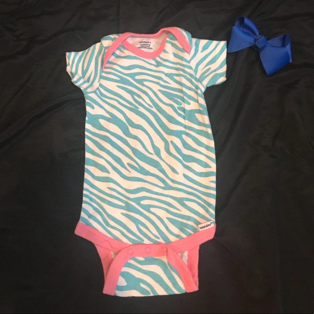 Gerber Blue and Pink Zebra Onesie
